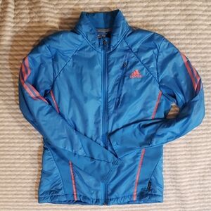 Adidas Vibrant Blue Jacket with Coral Stripes